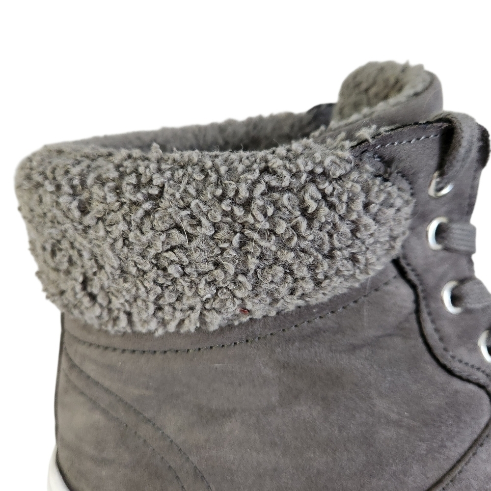 MARC FISHER Grey Suede High Top Sneakers Shearling Lined Dapyr 9m - Picture 6 of 12